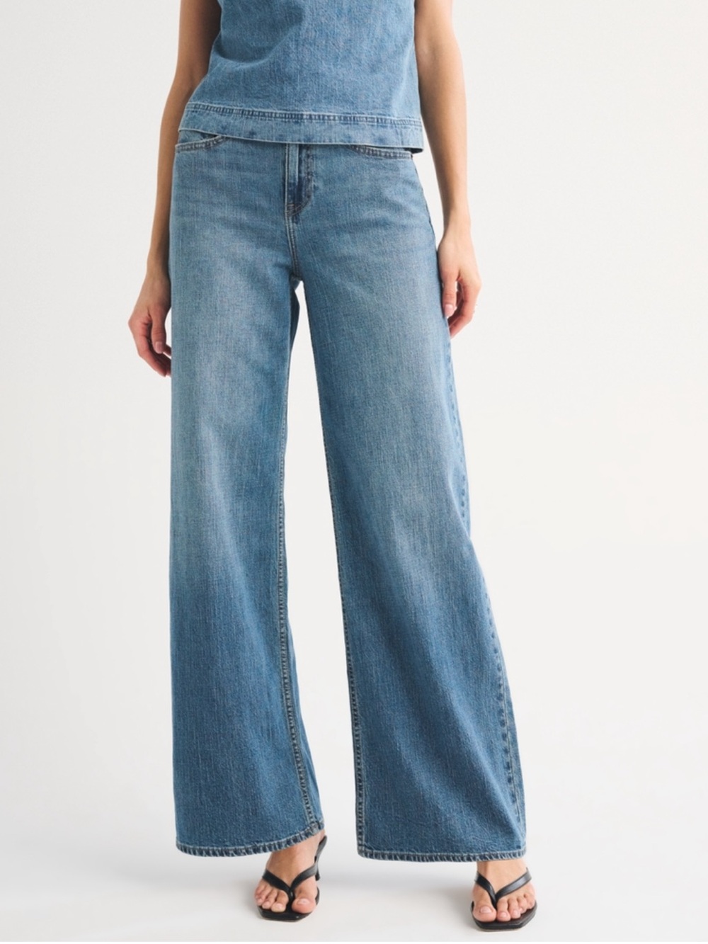 Abercrombie & Fitch High Rise Linen-Blend Wide Leg Jeans | Size 25 Short NWT